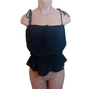 Lovers + Friends Adjustable Tie Strap Cami Top‎ Smocked Peplum Crop Top Summer L